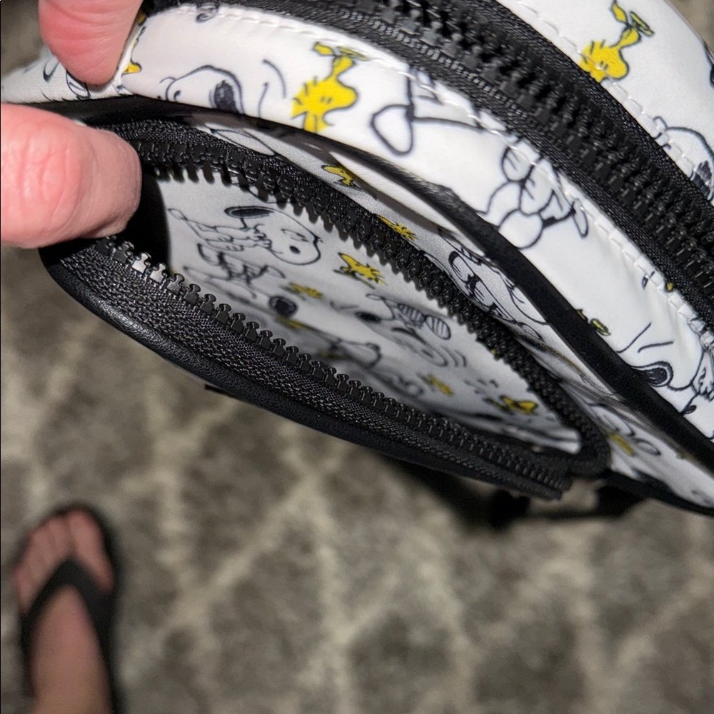 White and Black Crossbody Bag with Cartoon Print - Picture 2 of 4